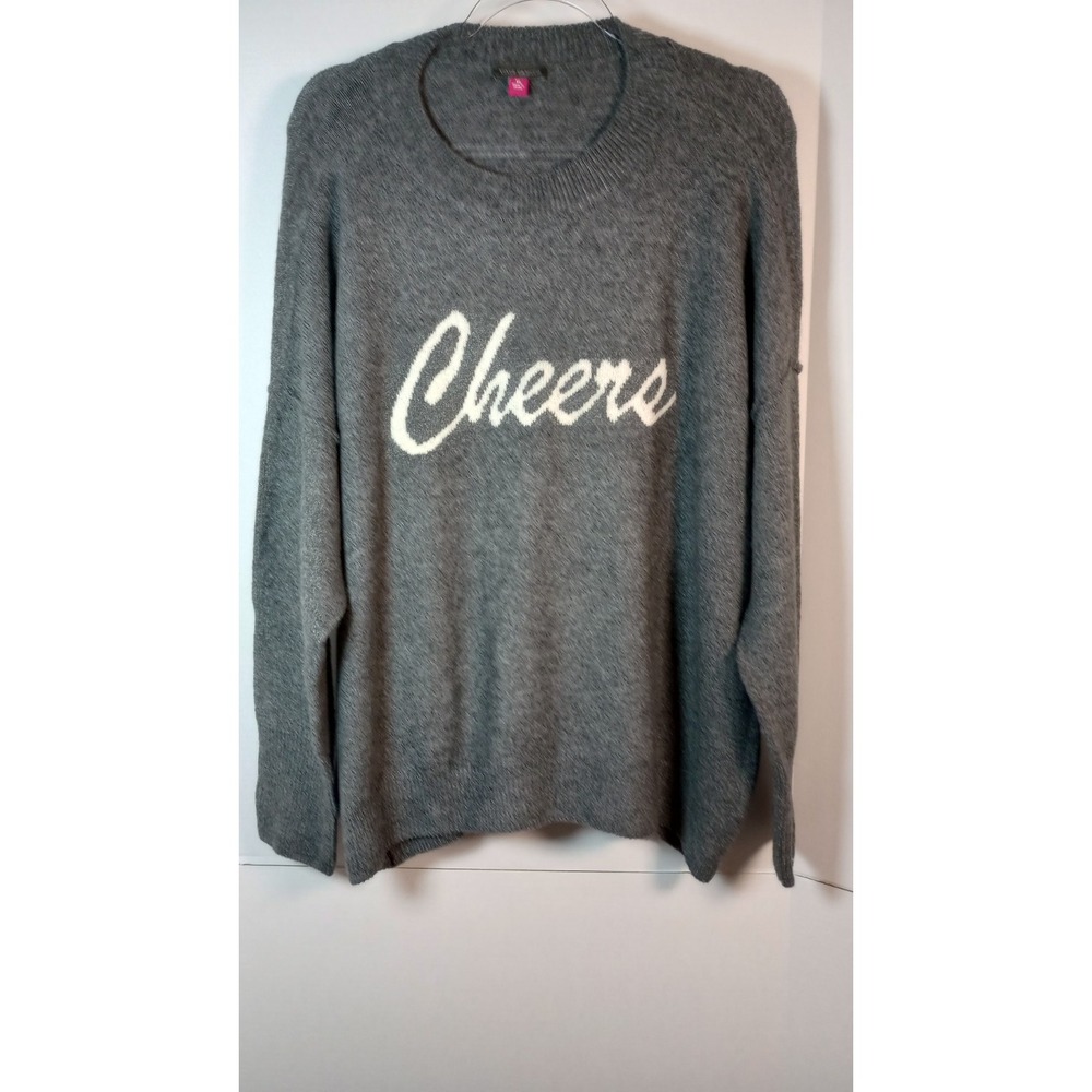 Vince Camuto Women's Gray CHEERS Sweater Womens XL Soft Cozy Holiday
